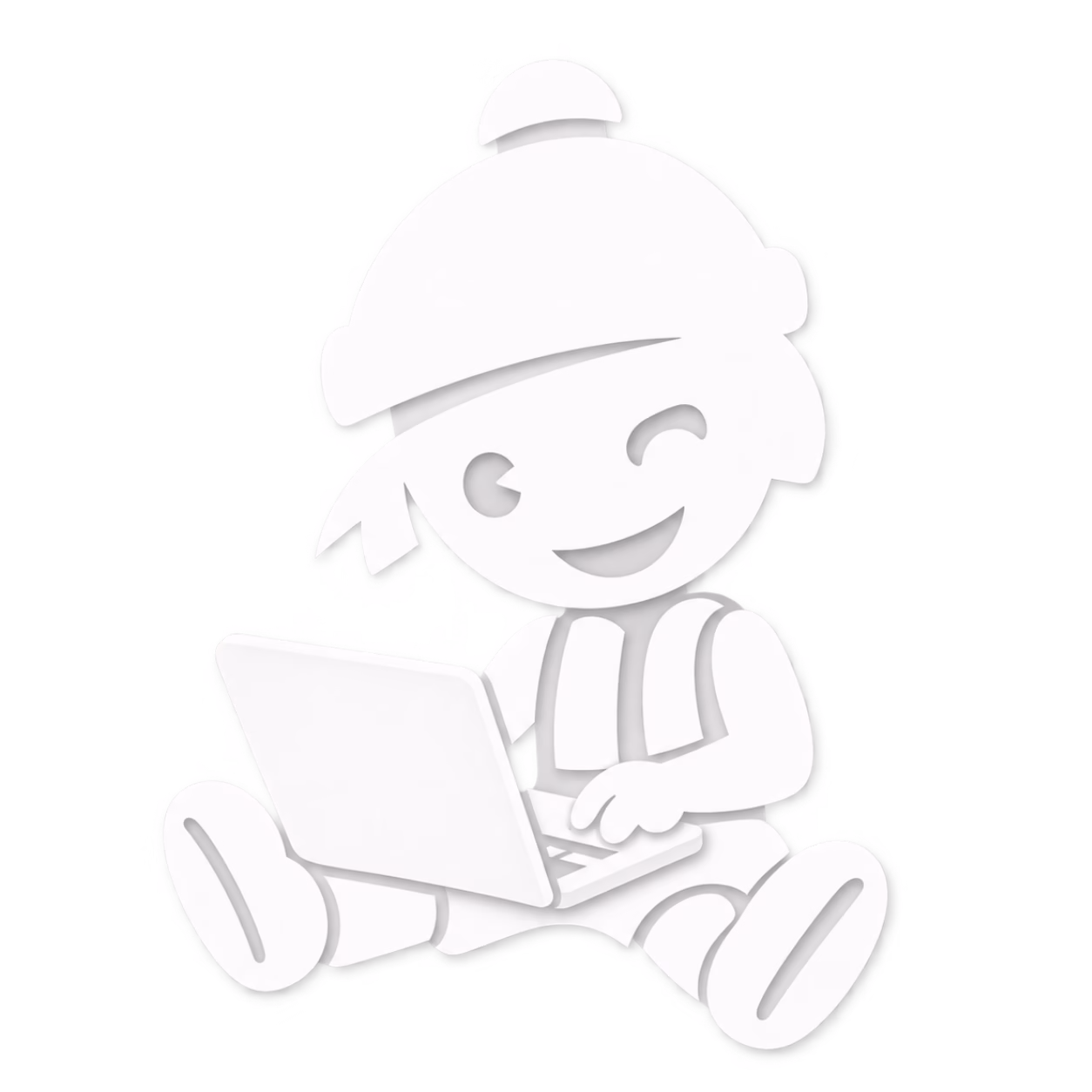 Illustration einer Figur am Laptop